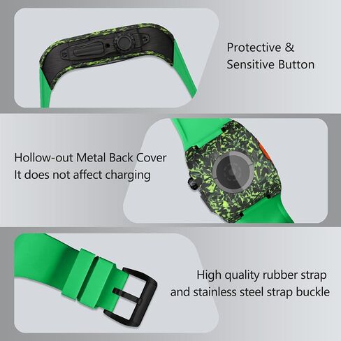 iWatch Band with Case Compatible with Apple Watch Ultra/Ultra2 49mm /45mm iWatch Series 9/8/7 Band Carbon Fiber Protective Cover Silicone Strap Smartwatch for Men iWatch Ultra Case in Saudi Arabia
