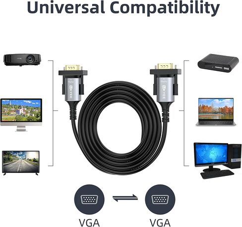 كابل VGA بطول 3 أقدام 10 حزم، كابل شاشة VGA إلى VGA ذكر إلى ذكر HD15 لجهاز عرض الكمبيوتر التلفزيوني - غلاف من الألومنيوم مطلي بالذهب in Kuwait