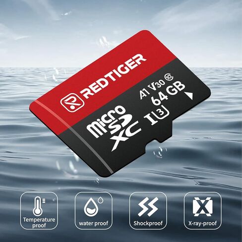 REDTIGER High Speed 128GB Micro SD Card with Adapter, microSDXC UHS-I Class 10, U3, V30 A1, Support for Dash Cam and 4K Video Recording in Saudi Arabia