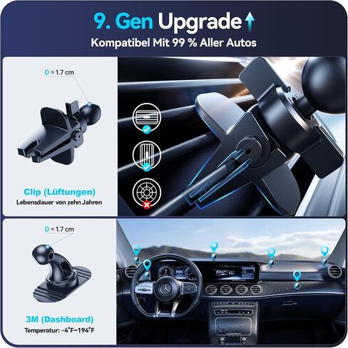 Beser لشاحن MagSafe Car Mount Charger، (4.13 lbf) مغناطيسي كبير، شاحن لاسلكي Qi بقدرة 15 وات للسيارة، فتحة تهوية/لوحة القيادة، حامل هاتف لسلسلة iPhone 16/15/14/13/12، 7 أضواء ملونة، ألومنيوم، رمادي فلكي in Kuwait