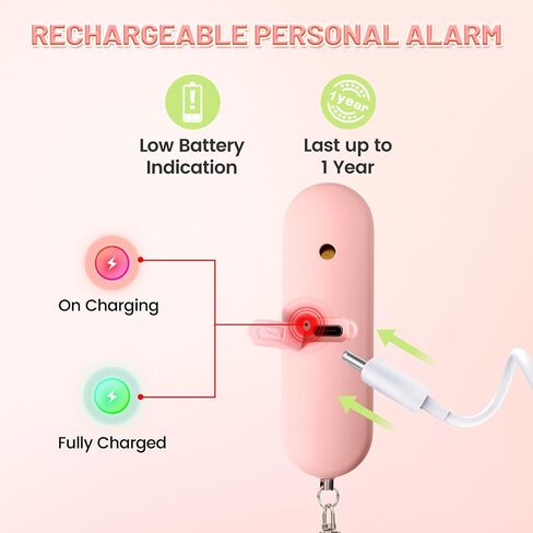 Personal Safety Alarm - Waterproof Rechargeable Security Alarm - 140dB Extra Loud Siren & Strobe Light - Self Defense Keychain - Gift for Women, Teenagers, College Girls, Seniors(Wisteria) in Saudi Arabia