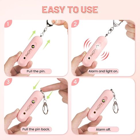 Personal Safety Alarm - Waterproof Rechargeable Security Alarm - 140dB Extra Loud Siren & Strobe Light - Self Defense Keychain - Gift for Women, Teenagers, College Girls, Seniors(Wisteria) in Saudi Arabia