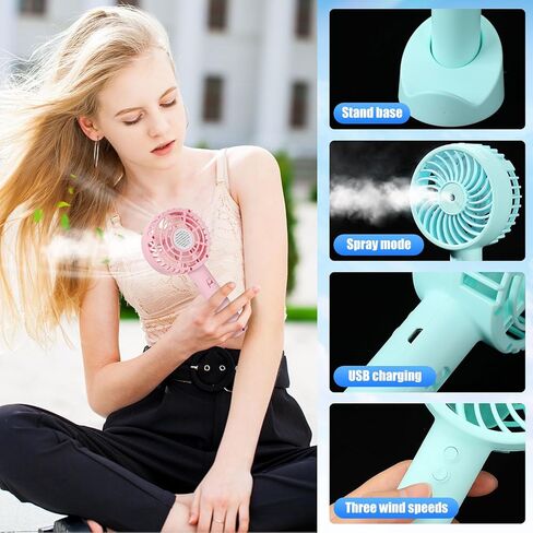 6 قطع من مروحة الرذاذ المحمولة المحمولة، مروحة صغيرة مع رذاذ الماء، 3 سرعات، مروحة رذاذ محمولة، مراوح شخصية قابلة لإعادة الشحن بالجملة، للتخييم في الأماكن المغلقة والسفر، البطارية غير متضمنة in Kuwait
