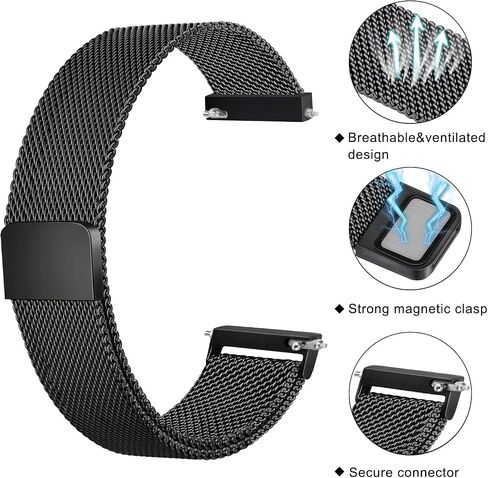 سوار ساعة شبكي معدني 18 ملم متوافق مع Garmin Venu 2s/ Venu 3S/Vivoactive 4s/Vivomove 3S/forernnner 255s، حزام بديل سريع الفك لـ Garmin Forerunner 255S/ 265S للنساء والرجال in Kuwait
