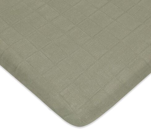 Babyletto 100% Organic Cotton All-Stages Midi Crib Sheet, GOTS-Certified, Fitted 360°, Ultra-Soft and Breathable Muslin - Dewdrop Blue in Saudi Arabia