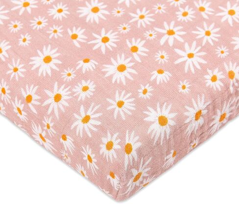 Babyletto 100% Organic Cotton All-Stages Midi Crib Sheet, GOTS-Certified, Fitted 360°, Ultra-Soft and Breathable Muslin - Dewdrop Blue in Kuwait