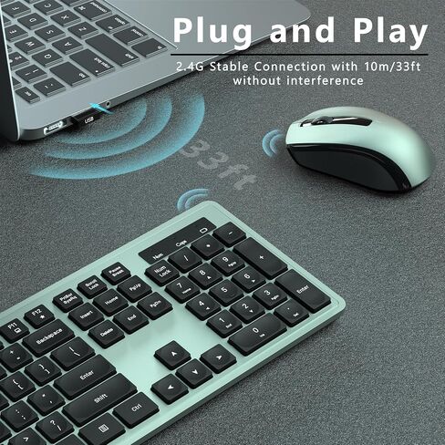 Wireless Keyboard and Mouse Combo, 2.4GHz Wireless Keyboard Mouse with USB Receiver, Water-Dropping Keycaps, 104 Keys Full Size with Number Pad for PC Laptop Computer Desktop(Black Purple) in Saudi Arabia