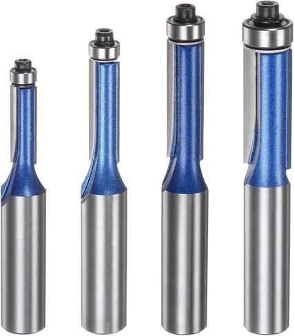 HARFINGTON Flush Trim Router Bit 6mm Shank 1/4" 1/2" 5/16" 3/8" Dia Top Bearing Flush Straight Cut Trim Router Bits كربيد للوحة الجسيمات الخشب الرقائقي MDF، أزرق in Kuwait