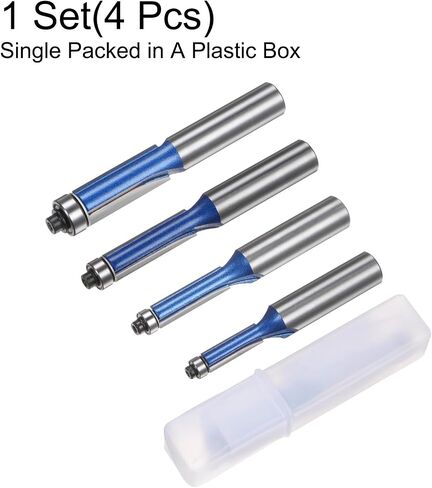 HARFINGTON Flush Trim Router Bit 6mm Shank 1/4" 1/2" 5/16" 3/8" Dia Top Bearing Flush Straight Cut Trim Router Bits كربيد للوحة الجسيمات الخشب الرقائقي MDF، أزرق in Kuwait