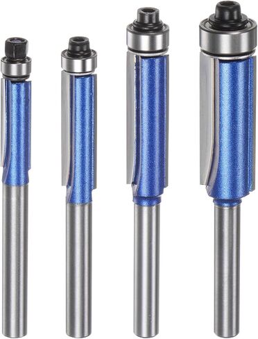 HARFINGTON Flush Trim Router Bit 6mm Shank 1/4" 1/2" 5/16" 3/8" Dia Top Bearing Flush Straight Cut Trim Router Bits كربيد للوحة الجسيمات الخشب الرقائقي MDF، أزرق in Kuwait