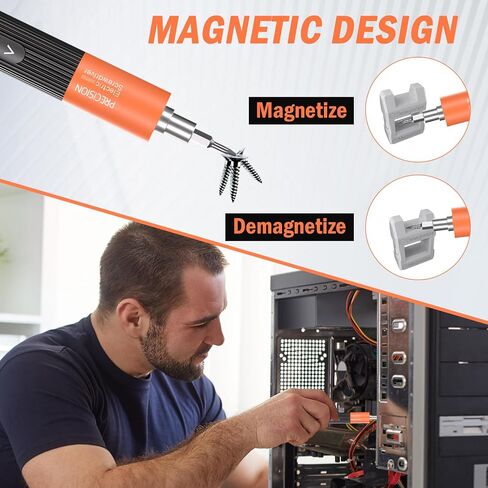 Mini Electric Precision Screwdriver Set – 50 in 1 Cordless Screw Driver Tool Kit with LED Screen & 40 Magnetic Bits for Phone Camera Laptop Watch Repairment, 3.7V 3 Torque Settings (Grey+ Orange） in Saudi Arabia