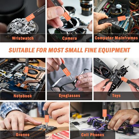 Mini Electric Precision Screwdriver Set – 50 in 1 Cordless Screw Driver Tool Kit with LED Screen & 40 Magnetic Bits for Phone Camera Laptop Watch Repairment, 3.7V 3 Torque Settings (Grey+ Orange） in Saudi Arabia