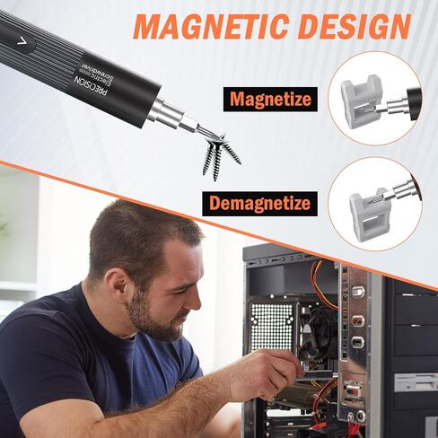 Mini Electric Precision Screwdriver Set – 50 in 1 Cordless Screw Driver Tool Kit with LED Screen & 40 Magnetic Bits for Phone Camera Laptop Watch Repairment, 3.7V 3 Torque Settings (Grey+ Orange） in Saudi Arabia