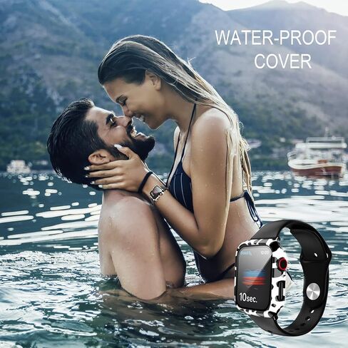 Compatible with Apple Watch Case 41mm Series 9 / Series 8 / Series 7 41mm, Cow Print Case with Tempered Glass Screen Protector, Bubble-Free Hard Case Cover for iWatch 9 8 7 Accessories Black in Saudi Arabia
