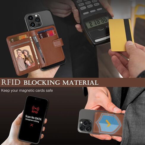 محفظة LOHASIC قابلة للفصل متوافقة مع MagSafe، RFID Blocking 4+ حامل بطاقات من جلد البولي يوريثان محفظة مغناطيسية خفيفة الوزن لهاتف iPhone 16/15/14/13/12/ Pro Max Series، أسود in Kuwait