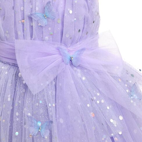 IMEKIS Toddler Girls Sequin Party Dress Butterfly Flower Pageant Shiny Ruffle Tutu Dresses Cake Smash Photo Shoot 1-6T in Saudi Arabia
