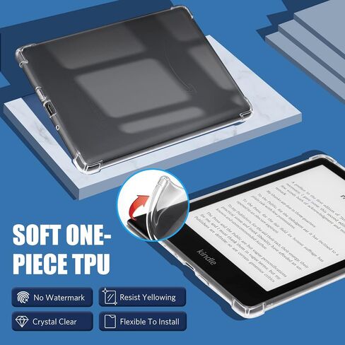حافظة CoBak الشفافة لجهاز Kindle Paperwhite الجديد تمامًا الجيل الحادي عشر 2021 والإصدار المميز (6.8 بوصات) - غطاء خلفي من السيليكون خفيف الوزن ومقاوم للخدش، بلوري in Saudi Arabia