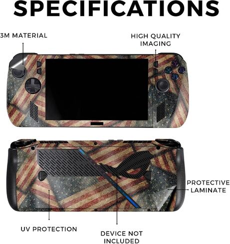 Skin Compatible with Asus ROG Ally X - Vintage American - Premium 3M Vinyl Protective Wrap Decal Cover - Easy to Apply | Crafted in The USA by MightySkins in Saudi Arabia