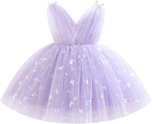 IDOPIP Toddler Baby Girls Shiny Butterfly Tutu Dress Princess Birthday Party Pageant Flower Girl Wedding V-Backless Dresses in Saudi Arabia
