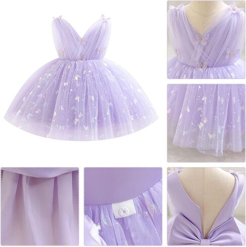 IDOPIP Toddler Baby Girls Shiny Butterfly Tutu Dress Princess Birthday Party Pageant Flower Girl Wedding V-Backless Dresses in Saudi Arabia