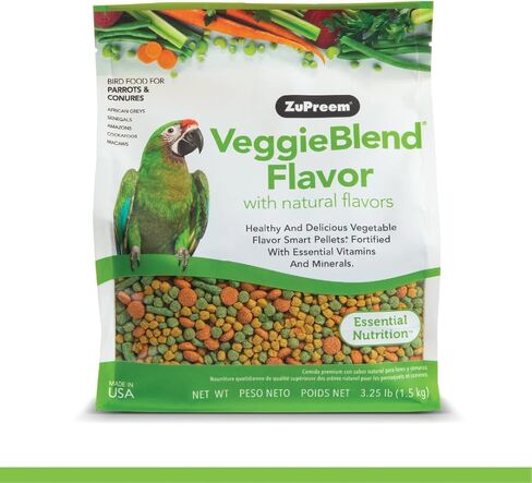 ZuPreem NutBlend Smart Pellets Bird Food for Parrots & Conures, 3.25 lb - Made in USA, Daily Nutrition, Vitamins, Minerals for African Greys, Senegals, Amazons, Eclectus, Cockatoos in Kuwait
