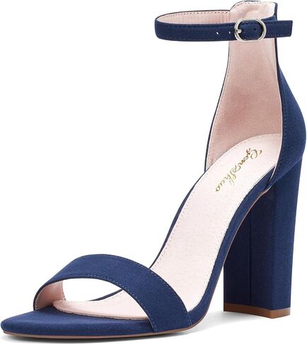 GENSHUO Women's 4-inch Chunky High Heel Sandals with Ankle Strap,Party Wedding Bridal Shoes in Saudi Arabia