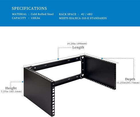 6U Wall Mount Network Rack - Patch Panel Bracket for Server and Network Equipment – 11.25 inch Deep – Heavy Duty 150lbs Capacity in Kuwait