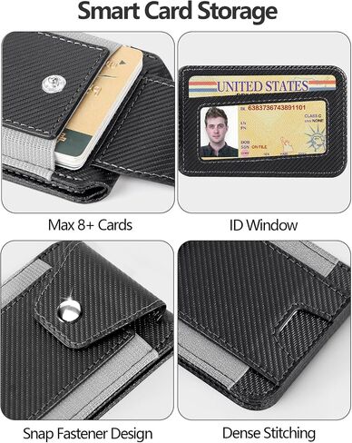 HiWe for Magsafe Wallet Stand with Privacy Flap Cover - Magnetic Card Holder for iPhone 16/15/14/13/12 Series, ID Window, 3 Card Slots, Fit 8 Cards, RFID Blocking, Vegan Leather, Black in Kuwait