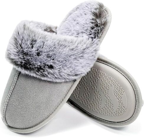 Fuzzy House Slippers for Women Memory Foam,Fluffy Non-Slip House Shoes for Women Indoor,Warm Cozy Comfy Ladies Bedroom Slippers for Men in Saudi Arabia
