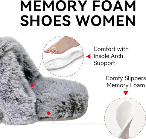 Fuzzy House Slippers for Women Memory Foam,Fluffy Non-Slip House Shoes for Women Indoor,Warm Cozy Comfy Ladies Bedroom Slippers for Men in Saudi Arabia