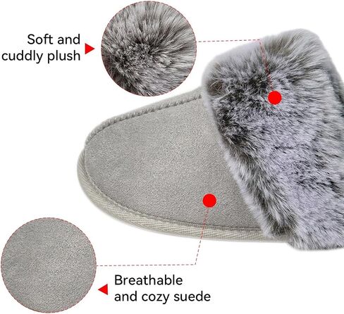 Fuzzy House Slippers for Women Memory Foam,Fluffy Non-Slip House Shoes for Women Indoor,Warm Cozy Comfy Ladies Bedroom Slippers for Men in Saudi Arabia