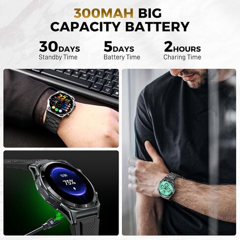 KE6 Smart Watch for Men with Call 1.43'' AMOLED Fitness Watch 178+ Sports Modes with Blood Oxygen Heart Rate 24H Sleep Monitor Weather Pedometer IP68 Waterproof Smartwatch for iPhone Samsung Phones in Saudi Arabia