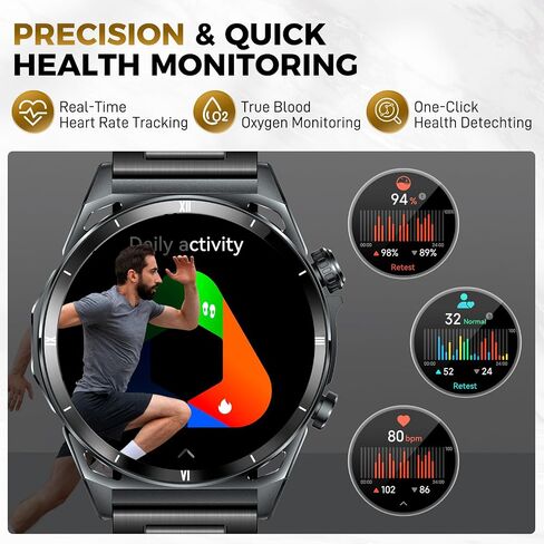 KE6 Smart Watch for Men with Call 1.43'' AMOLED Fitness Watch 178+ Sports Modes with Blood Oxygen Heart Rate 24H Sleep Monitor Weather Pedometer IP68 Waterproof Smartwatch for iPhone Samsung Phones in Saudi Arabia