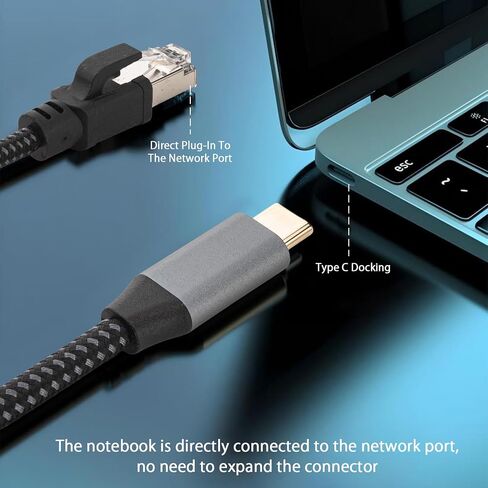 كابل USB C إلى إيثرنت بطول 6.6 قدم، وكابل جيجابت USB C إلى RJ45 إيثرنت، وسلك RJ45 إلى USB من النوع C لـ Thunderbolt 3/4، وMacBook Pro/Air، وiPad Pro، وGalaxy، وiPhone 15 Series، وGalaxy والمزيد in Saudi Arabia