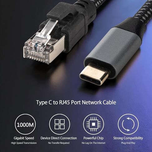 كابل USB C إلى إيثرنت بطول 6.6 قدم، وكابل جيجابت USB C إلى RJ45 إيثرنت، وسلك RJ45 إلى USB من النوع C لـ Thunderbolt 3/4، وMacBook Pro/Air، وiPad Pro، وGalaxy، وiPhone 15 Series، وGalaxy والمزيد in Saudi Arabia