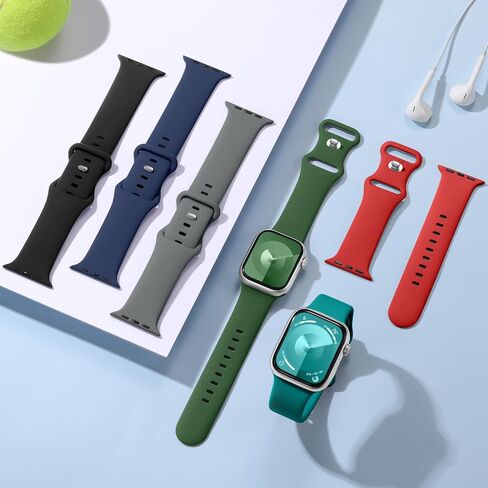 6 Pack Sport Band Compatible with Apple Watch Band 44mm 45mm 40mm 42mm 38mm 41mm 49mm Men Women, Soft Silicone Waterproof Replacement Strap for iWatch Bands Series 9 8 7 6 5 4 3 2 1 SE Ultra in Saudi Arabia