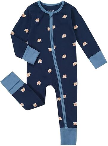 Teach Leanbh Unisex Baby Footless Pajamas with Mittens and Feet Cuffs Cotton 2 Way Zipper Long Sleeve Romper Sleep and Play in Kuwait