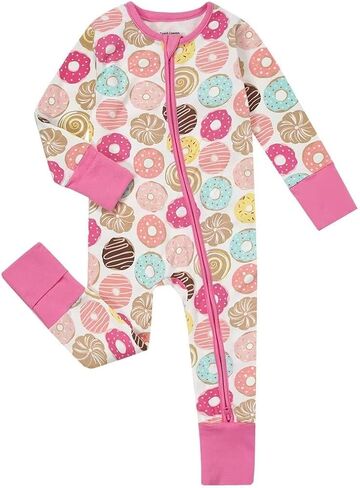Teach Leanbh Unisex Baby Footless Pajamas with Mittens and Feet Cuffs Cotton 2 Way Zipper Long Sleeve Romper Sleep and Play in Kuwait