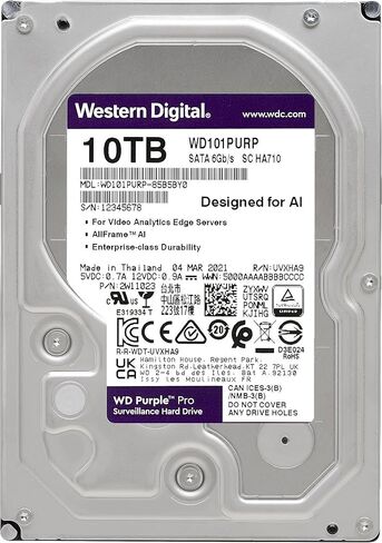 Western Digital 8TB WD Purple Pro Surveillance Internal Hard Drive HDD - SATA 6 Gb/s, 256 MB Cache, 3.5" - WD8002PURP in Saudi Arabia