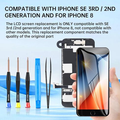 لاستبدال شاشة iPhone SE 3rd / 2nd ولجهاز iPhone 8 مع زر الصفحة الرئيسية 4.7 بوصة SE 2022 شاشة LCD SE3 3D تعمل باللمس مع مجموعة أدوات إصلاح كاملة لسماعة أذن الكاميرا الأمامية in Saudi Arabia