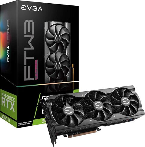 EVGA GeForce RTX 3060 Ti FTW Ultra Gaming، 08G-P5-3667-KL، 8 جيجابايت GDDR6، تبريد iCX3، ARGB LED، LHR (متجدد) in Kuwait