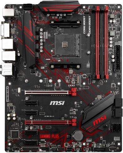 MSI B450 Gaming Plus، مقبس AM4، DDR4، HDMI، DVI-D، 1x M.2، 2X USB 3.1 Gen2، 4X USB 3.1 Gen1 ATX اللوحة الأم in Saudi Arabia