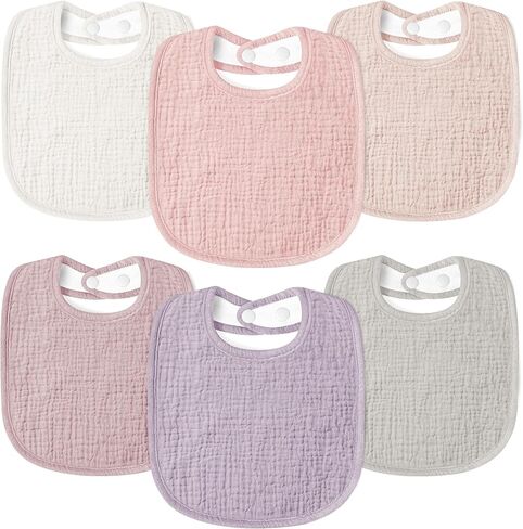 Susurration Muslin Baby Drool Bibs 6Pack Soft Square Adjustable Baby Bandana Bibs for Unisex Girls & Boys in Saudi Arabia