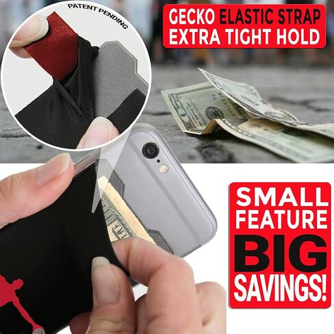 Phone Wallet - Adhesive Card Holder - Cell Phone Pouch - Stick on Lycra Pocket by Gecko - Carry Credit Cards and Cash in Saudi Arabia