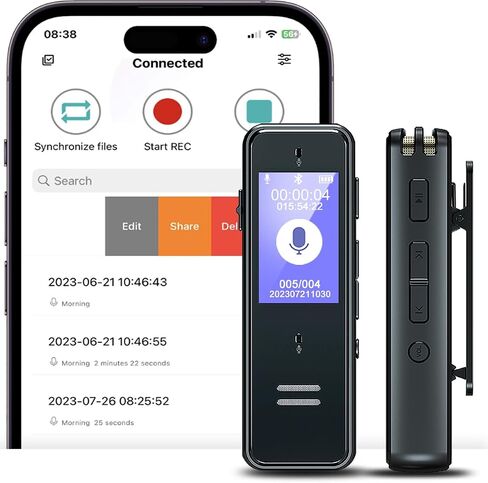 128GB Voice Recorder, Voice Recorder with Playback/APP, Capacity is 1600 Hrs Digital Voice Recorder,Mini Voice Recorder for Lectures, Meetings,Cars,Interviews,Class(Memory-128GB) in Saudi Arabia