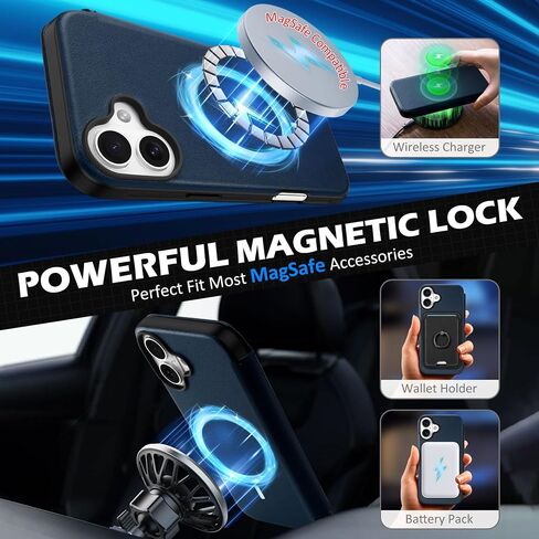 SHIELDON Case for iPhone 16 Pro Max 6.9", Genuine Leather Slim Wallet Wireless Charging Magnetic Closure RFID Blocking Card Slots Shockproof Cover Compatible with iPhone 16 Pro Max 5G - Nappa Black in Saudi Arabia