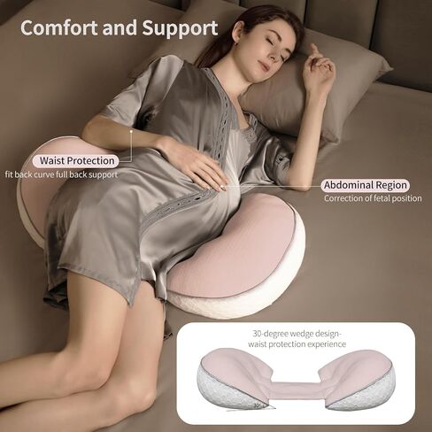 Pregnancy Pillows, PE Filling Body Pillow for Sleeping with Breathable Mesh Cover, Detachable and Adjustable Double-Sided Support for Back, HIPS, Legs and Belly Maternity Pillow (White) in Saudi Arabia