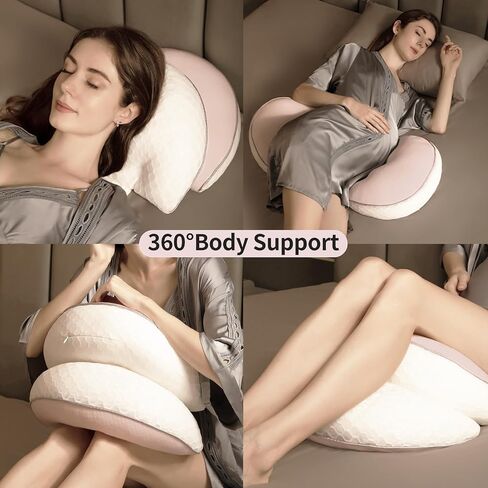 Pregnancy Pillows, PE Filling Body Pillow for Sleeping with Breathable Mesh Cover, Detachable and Adjustable Double-Sided Support for Back, HIPS, Legs and Belly Maternity Pillow (White) in Saudi Arabia