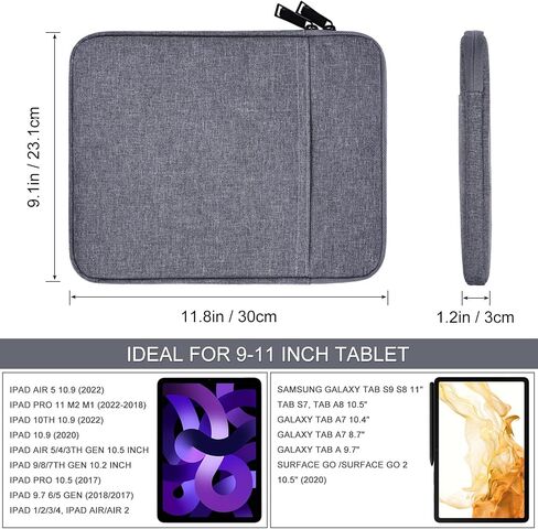 9-11 Inch Tablet Sleeve Bag Case for Amazon Fire Max 11 2023/Fire HD 10 Plus 10.1/HD 10 Kids Pro, 11" iPad Pro M4 2024, iPad Air M2 2024, iPad 9/8/7th 10.2, Galaxy Tab S9 A8/A7/S8/S7 Pouch Bag, Purple in Saudi Arabia