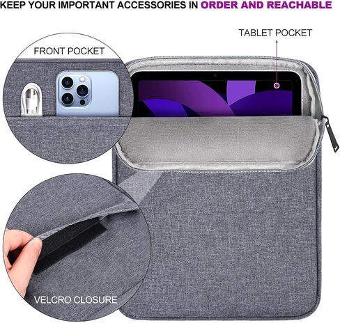 9-11 Inch Tablet Sleeve Bag Case for Amazon Fire Max 11 2023/Fire HD 10 Plus 10.1/HD 10 Kids Pro, 11" iPad Pro M4 2024, iPad Air M2 2024, iPad 9/8/7th 10.2, Galaxy Tab S9 A8/A7/S8/S7 Pouch Bag, Purple in Saudi Arabia